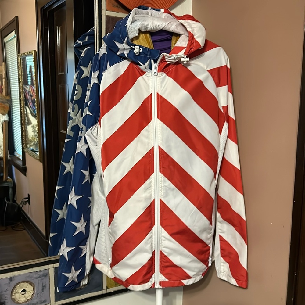 NWOT mens Carbon flag jacket - sailing , July 4, patriotic, Memorial Day.